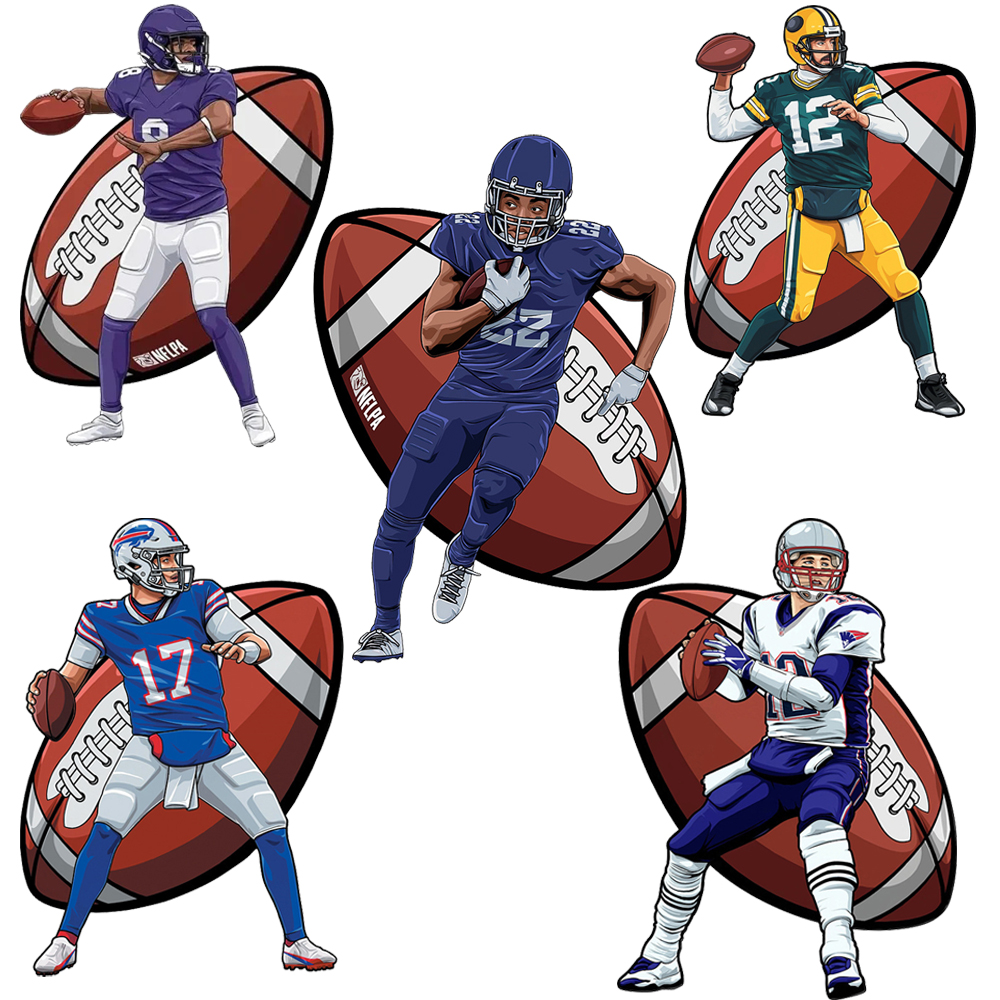 Aaron Rodgers，Josh Allen，Tom Brady，Kirk Cousins，Saquon Barkley---Rugby Player Wooden Puzzle