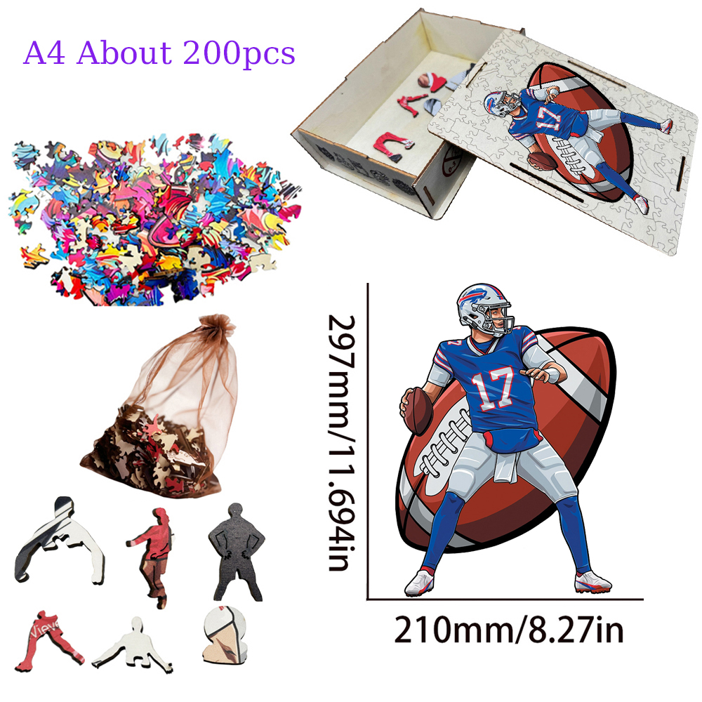 Aaron Rodgers，Josh Allen，Tom Brady，Kirk Cousins，Saquon Barkley---Rugby Player Wooden Puzzle