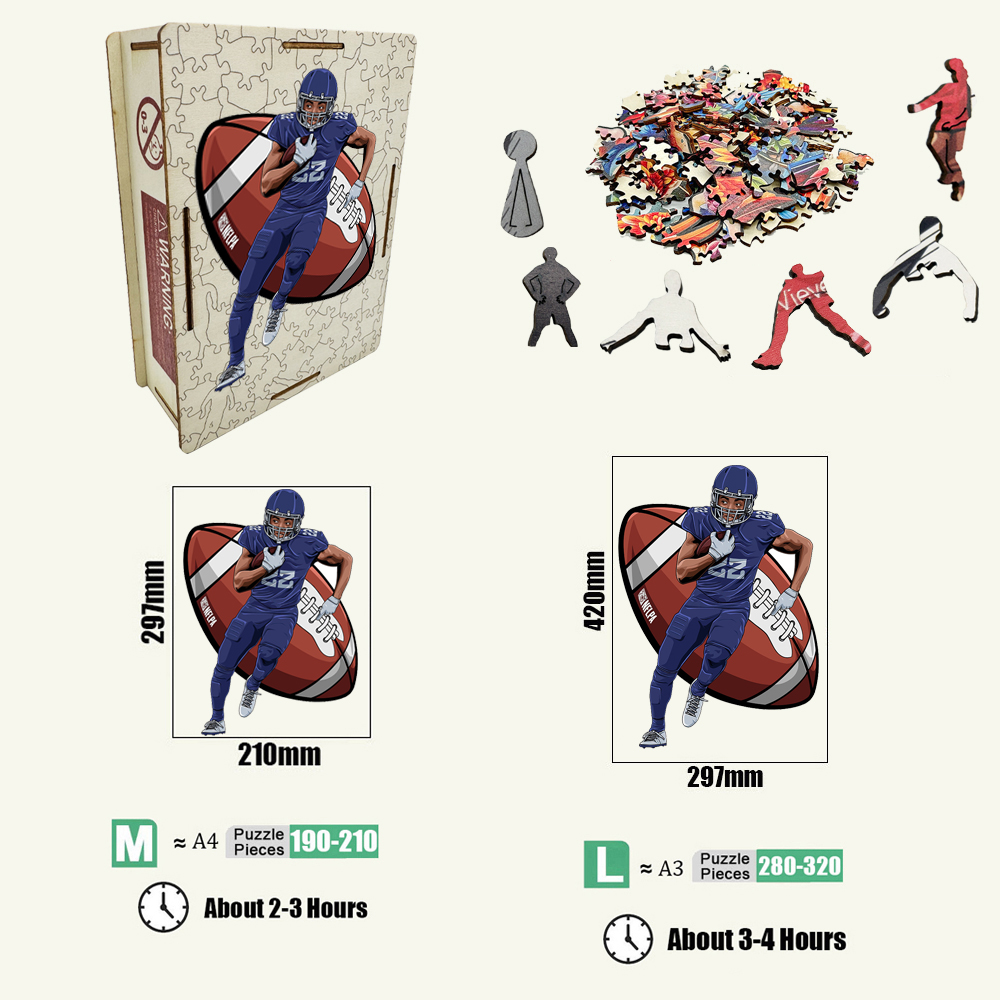 Aaron Rodgers，Josh Allen，Tom Brady，Kirk Cousins，Saquon Barkley---Rugby Player Wooden Puzzle