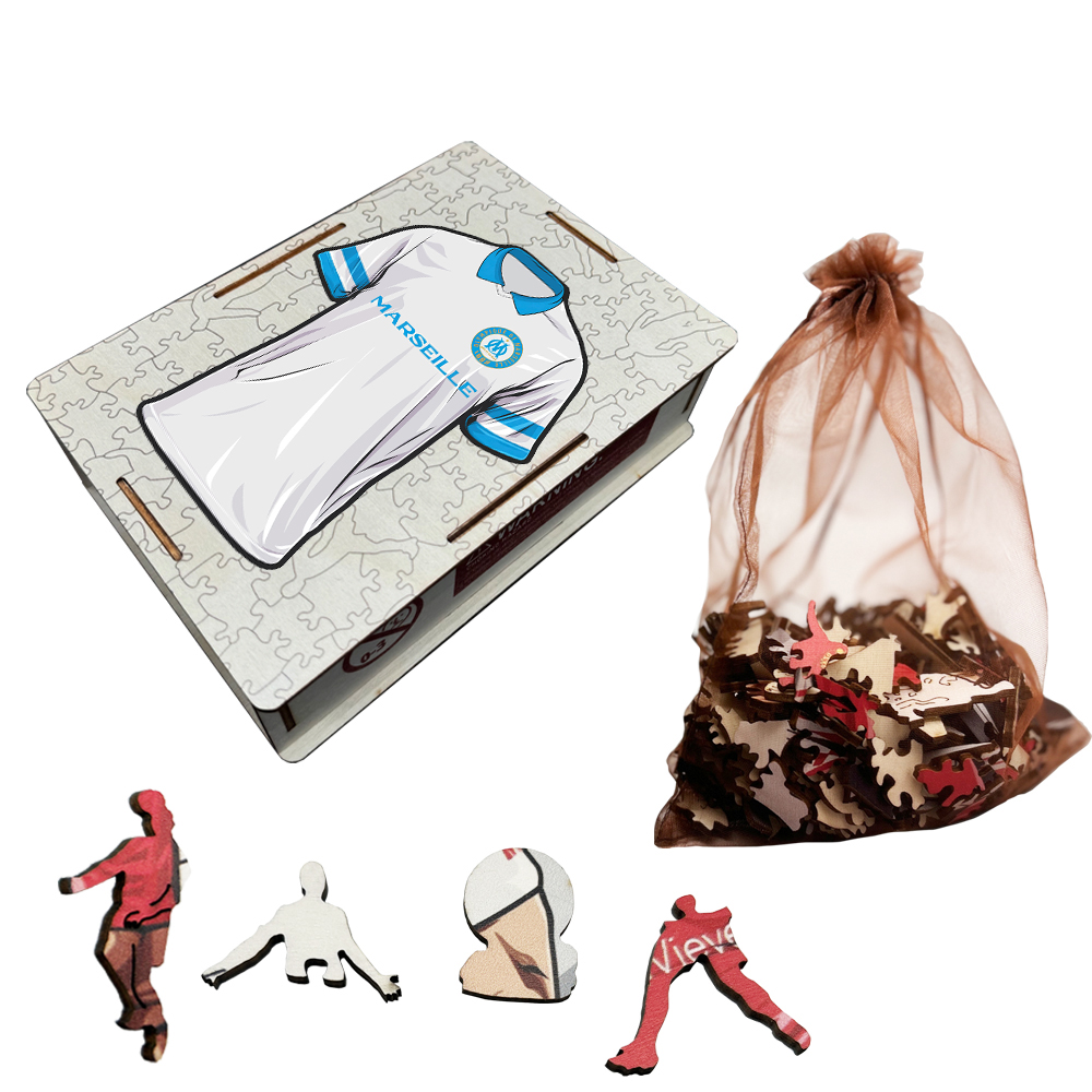 Olympique de Marseille，FC Barcelona，Real Madrid Club de Fútbol，Paris Saint - Germain Football Club---Wooden Puzzle of Football Club Jersey