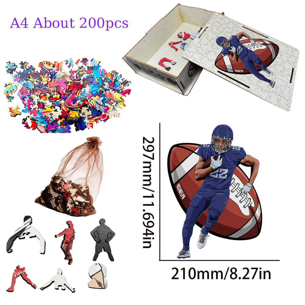 Aaron Rodgers，Josh Allen，Tom Brady，Kirk Cousins，Saquon Barkley---Rugby Player Wooden Puzzle