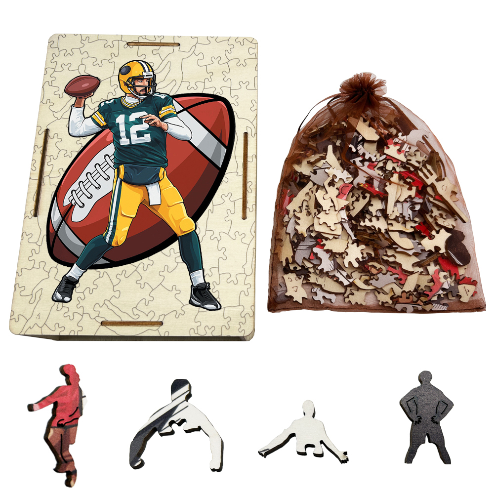 Aaron Rodgers，Josh Allen，Tom Brady，Kirk Cousins，Saquon Barkley---Rugby Player Wooden Puzzle