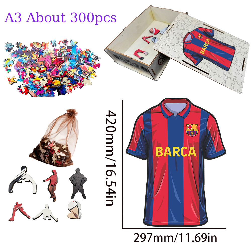 Olympique de Marseille，FC Barcelona，Real Madrid Club de Fútbol，Paris Saint - Germain Football Club---Wooden Puzzle of Football Club Jersey