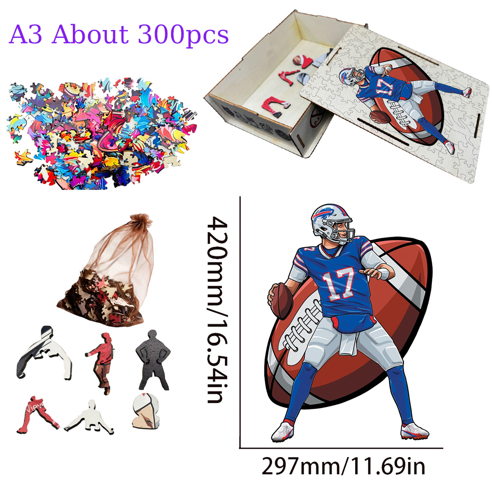 Aaron Rodgers，Josh Allen，Tom Brady，Kirk Cousins，Saquon Barkley---Rugby Player Wooden Puzzle