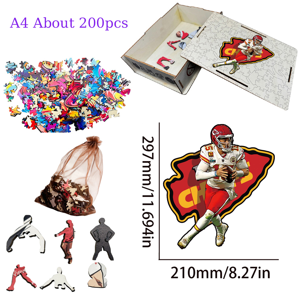 Joe Burrow，Kyler Murray，Patrick Mahomes--Rugby Player Wooden Puzzle