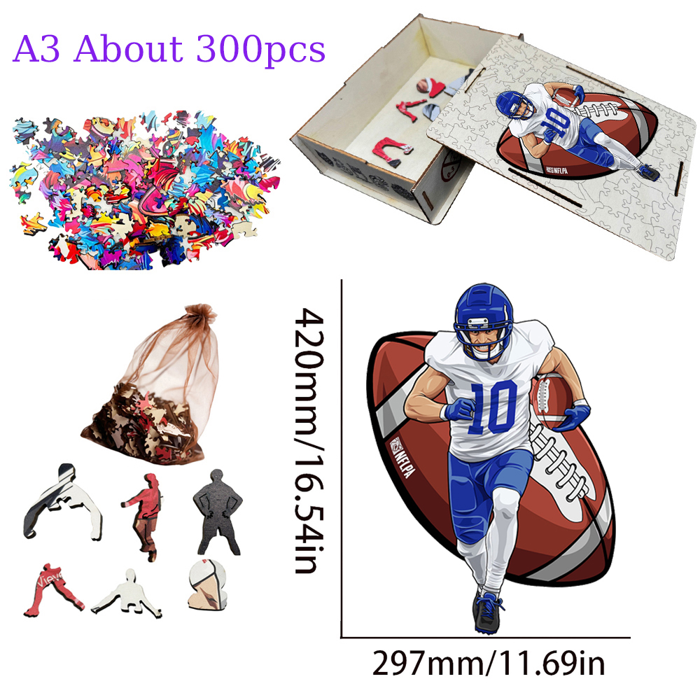 Joe Burrow，Kyler Murray，Patrick Mahomes--Rugby Player Wooden Puzzle