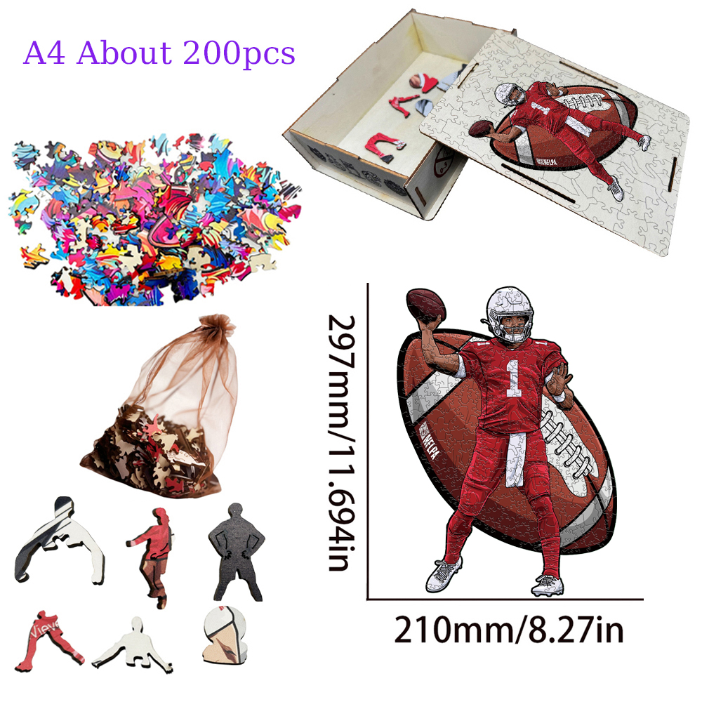 Joe Burrow，Kyler Murray，Patrick Mahomes--Rugby Player Wooden Puzzle