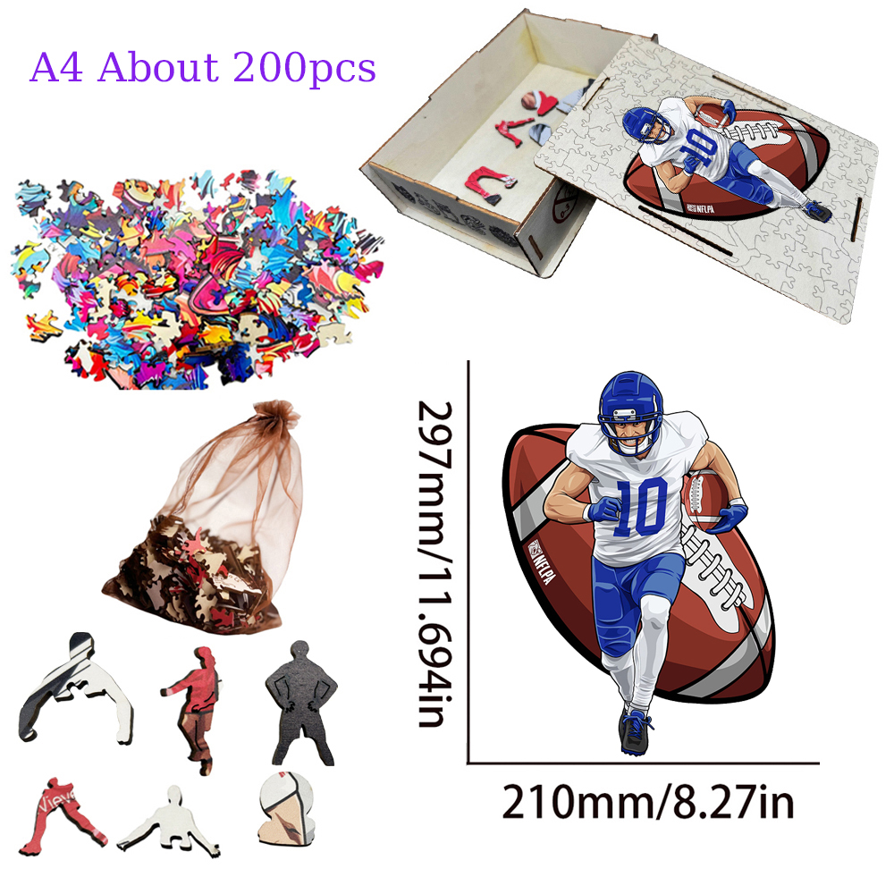 Joe Burrow，Kyler Murray，Patrick Mahomes--Rugby Player Wooden Puzzle