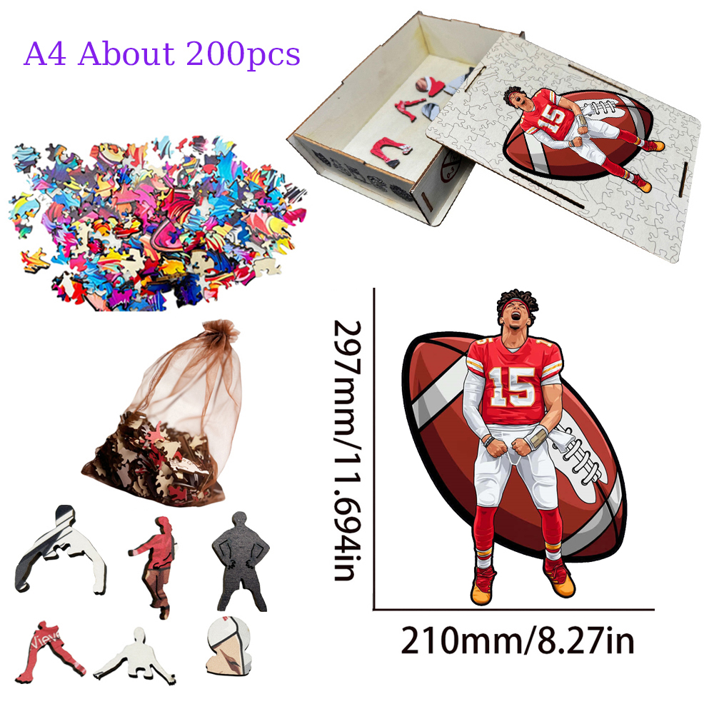 Joe Burrow，Kyler Murray，Patrick Mahomes--Rugby Player Wooden Puzzle