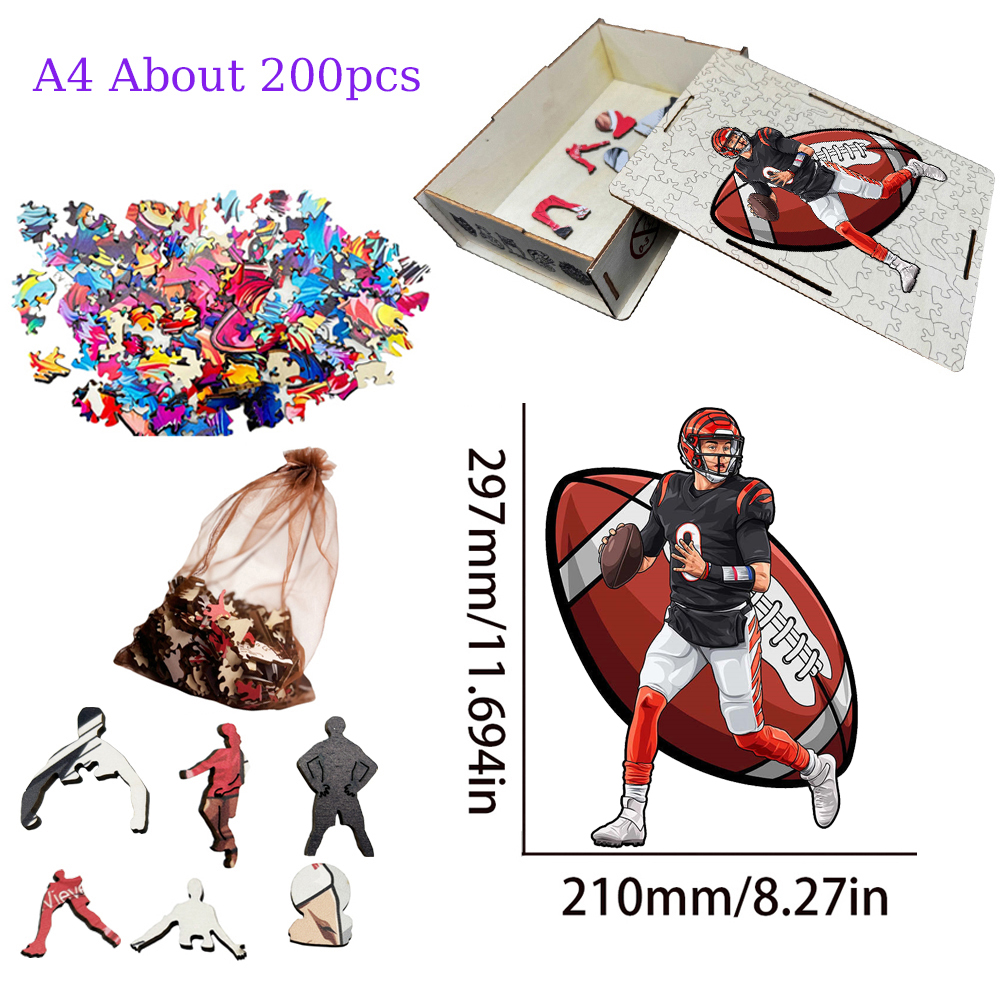 Joe Burrow，Kyler Murray，Patrick Mahomes--Rugby Player Wooden Puzzle