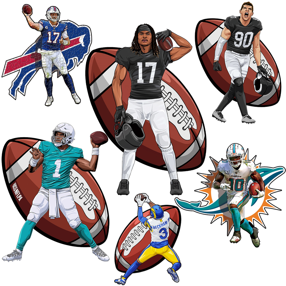 Odell Beckham Jr，Josh Allen，Justin Tuck，Tyreek Hill，Tua Tagovailoa-Rugby Player Wooden Puzzle