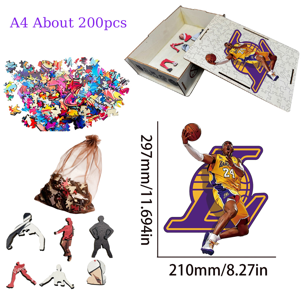 Anthony Davis，Kobe Bryant，Stephen Curry---Basketball Star Wooden Puzzle