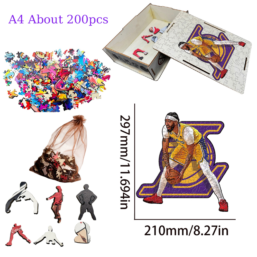 Anthony Davis，Kobe Bryant，Stephen Curry---Basketball Star Wooden Puzzle