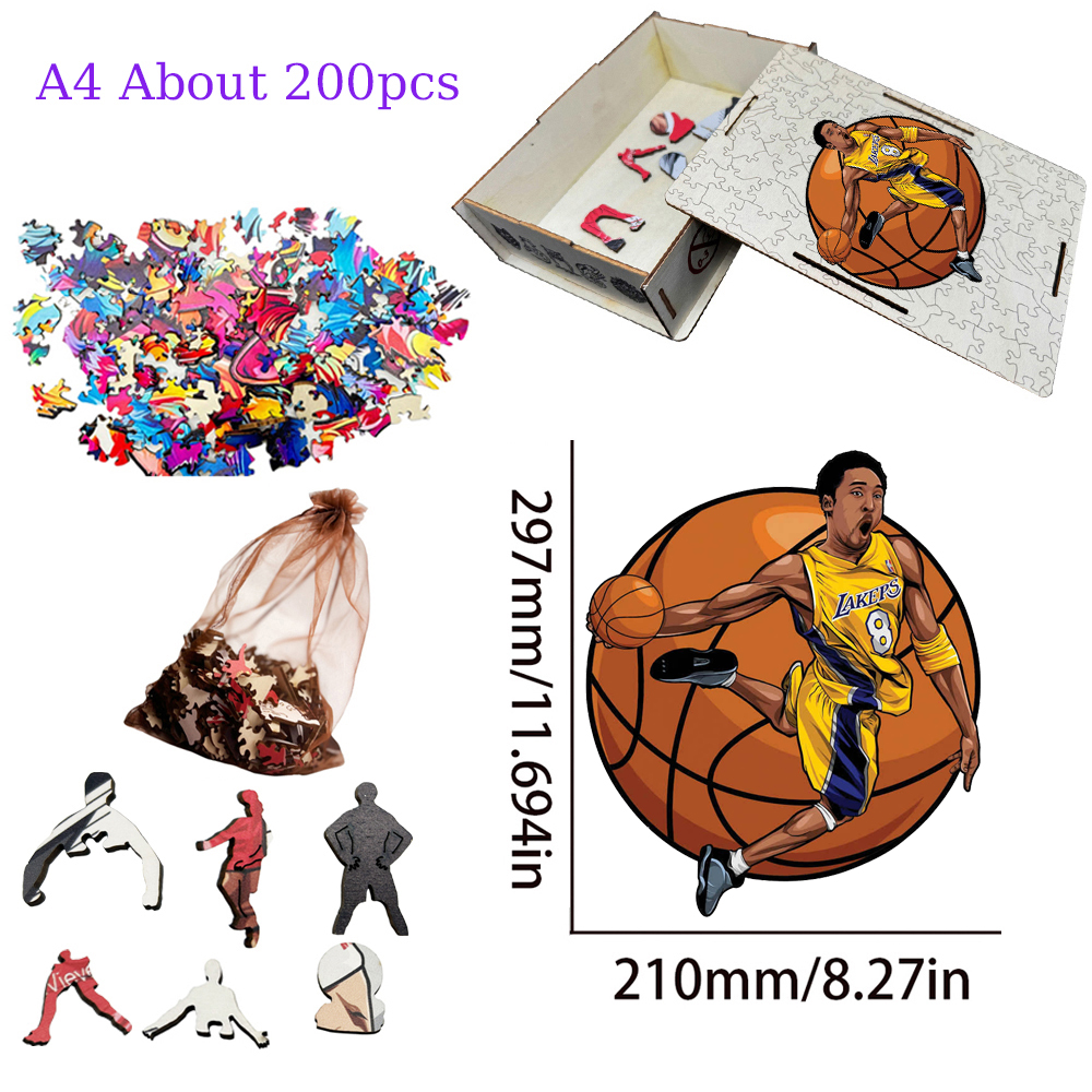 Anthony Davis，Kobe Bryant，Stephen Curry---Basketball Star Wooden Puzzle