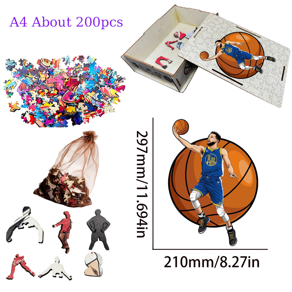 Anthony Davis，Kobe Bryant，Stephen Curry---Basketball Star Wooden Puzzle