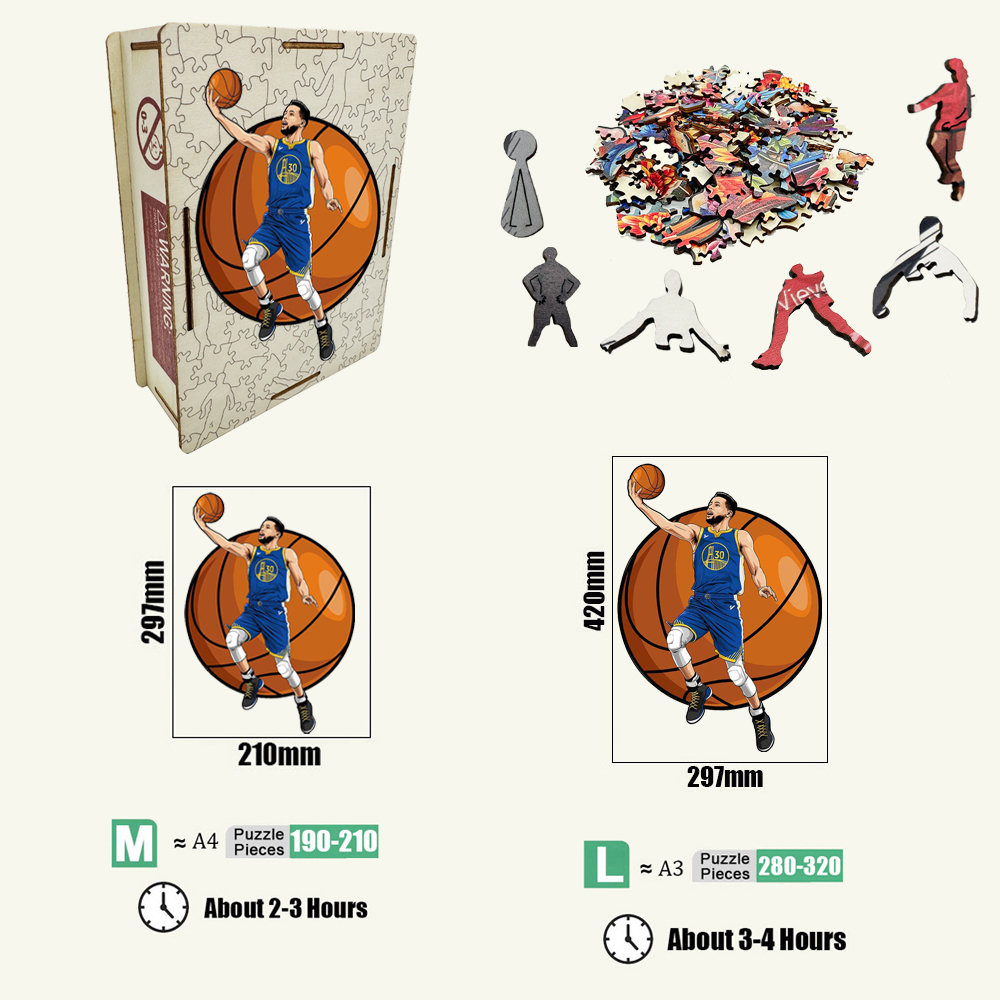 Anthony Davis，Kobe Bryant，Stephen Curry---Basketball Star Wooden Puzzle