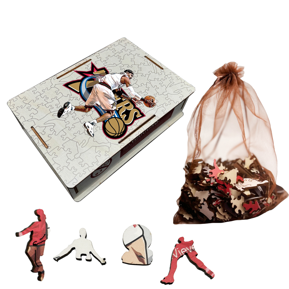 Alen Iverson，Larry bird，Kevin Durant，Lukadoncic，Michael Jordan，Yannis Adetokunbo----Basketball Star Wooden Puzzle
