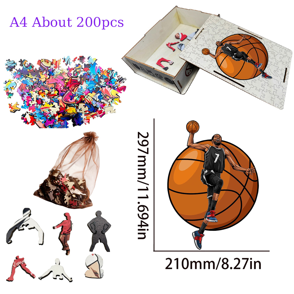 Alen Iverson，Larry bird，Kevin Durant，Lukadoncic，Michael Jordan，Yannis Adetokunbo----Basketball Star Wooden Puzzle