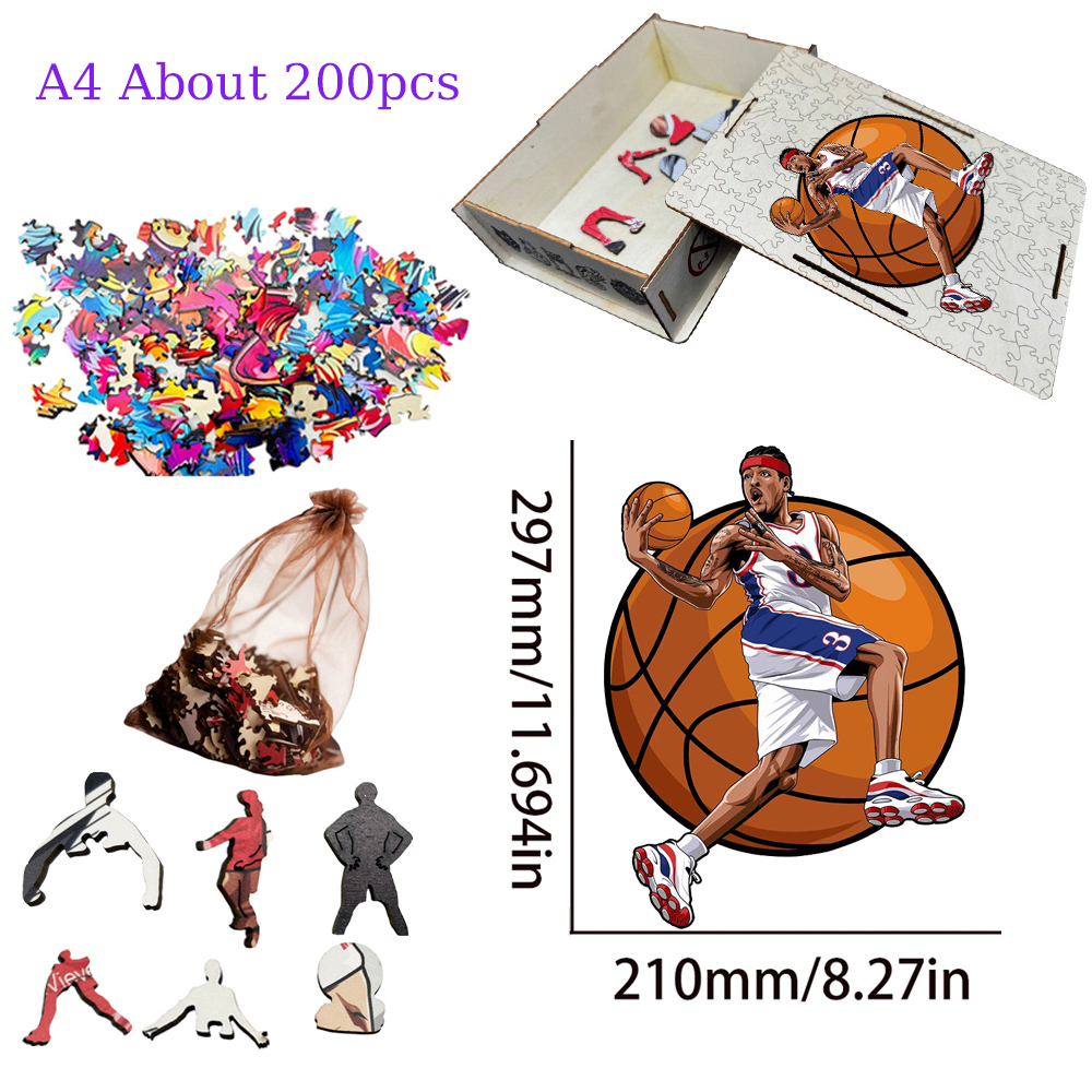 Alen Iverson，Larry bird，Kevin Durant，Lukadoncic，Michael Jordan，Yannis Adetokunbo----Basketball Star Wooden Puzzle