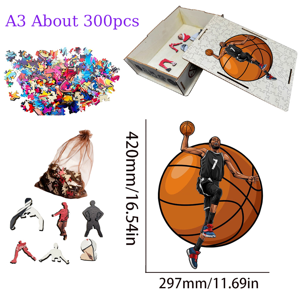 Alen Iverson，Larry bird，Kevin Durant，Lukadoncic，Michael Jordan，Yannis Adetokunbo----Basketball Star Wooden Puzzle