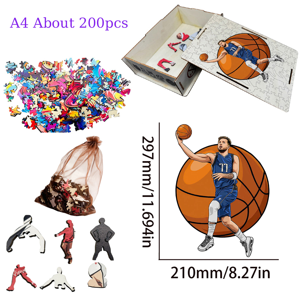 Alen Iverson，Larry bird，Kevin Durant，Lukadoncic，Michael Jordan，Yannis Adetokunbo----Basketball Star Wooden Puzzle