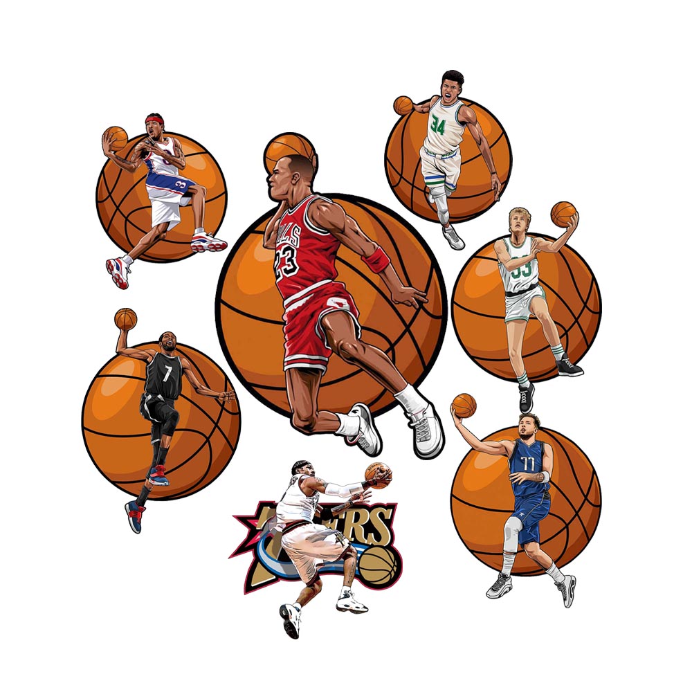 Alen Iverson，Larry bird，Kevin Durant，Lukadoncic，Michael Jordan，Yannis Adetokunbo----Basketball Star Wooden Puzzle