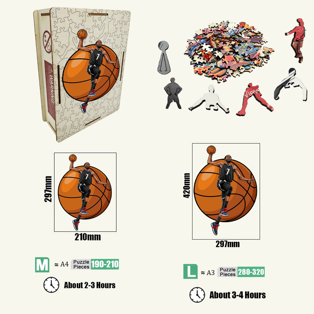 Alen Iverson，Larry bird，Kevin Durant，Lukadoncic，Michael Jordan，Yannis Adetokunbo----Basketball Star Wooden Puzzle