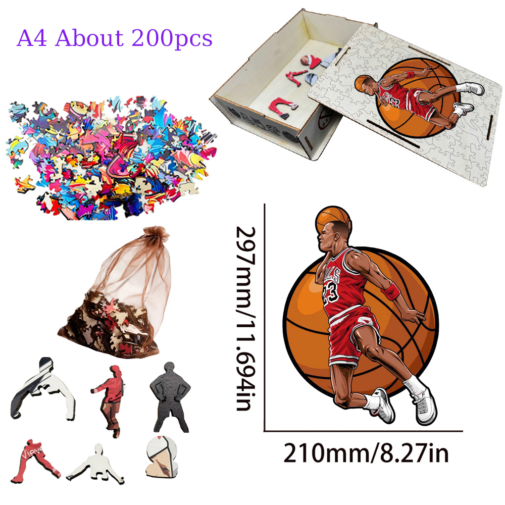 Alen Iverson，Larry bird，Kevin Durant，Lukadoncic，Michael Jordan，Yannis Adetokunbo----Basketball Star Wooden Puzzle