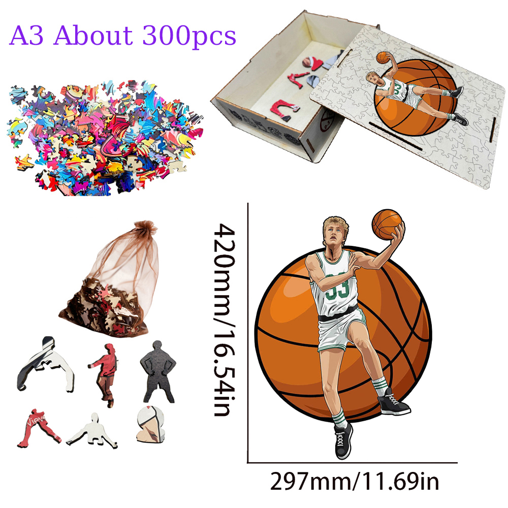 Alen Iverson，Larry bird，Kevin Durant，Lukadoncic，Michael Jordan，Yannis Adetokunbo----Basketball Star Wooden Puzzle