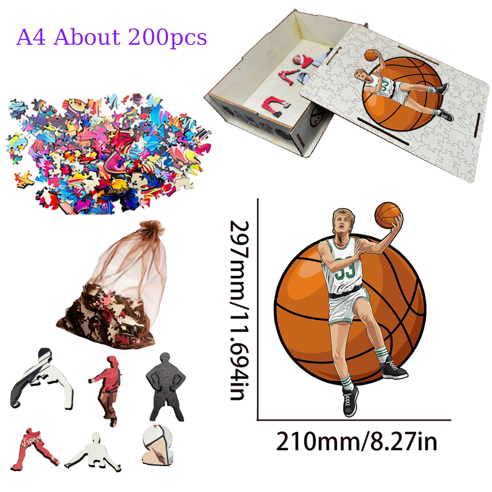 Alen Iverson，Larry bird，Kevin Durant，Lukadoncic，Michael Jordan，Yannis Adetokunbo----Basketball Star Wooden Puzzle