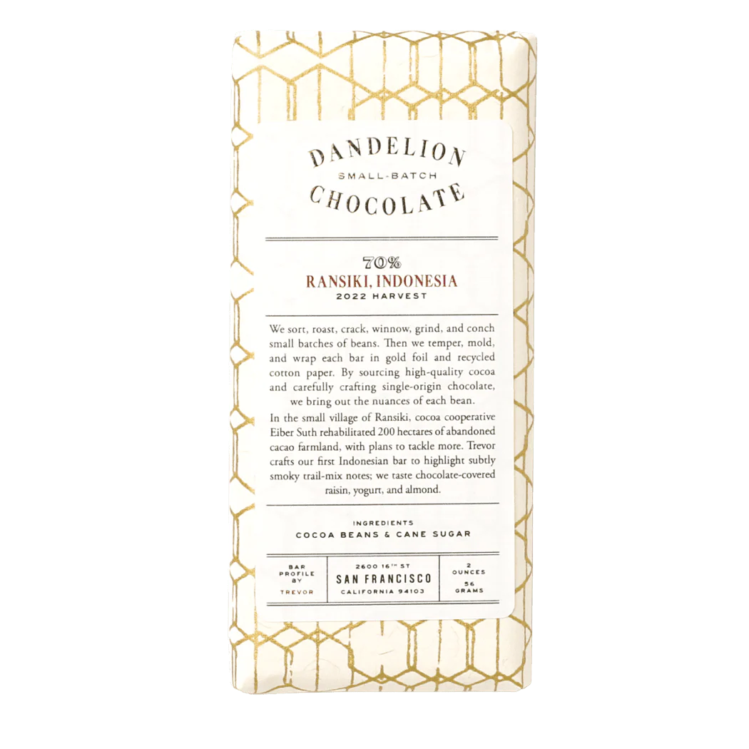 Ransiki, Indonesia 70% 2022 Harvest Single-Origin Chocolate Bar