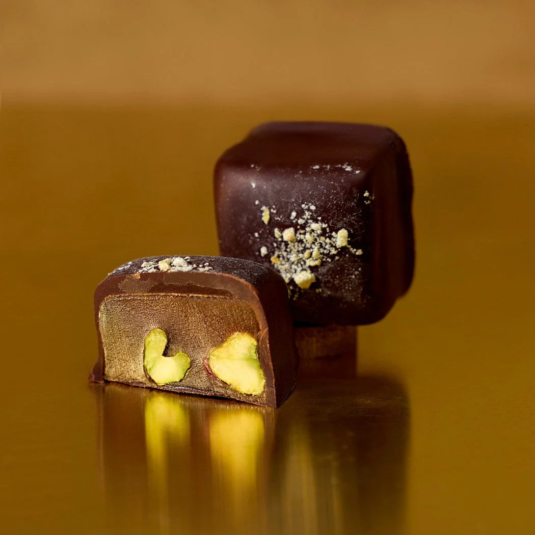 Coconut Sugar Pistachio Caramels - Ticket Chocolate