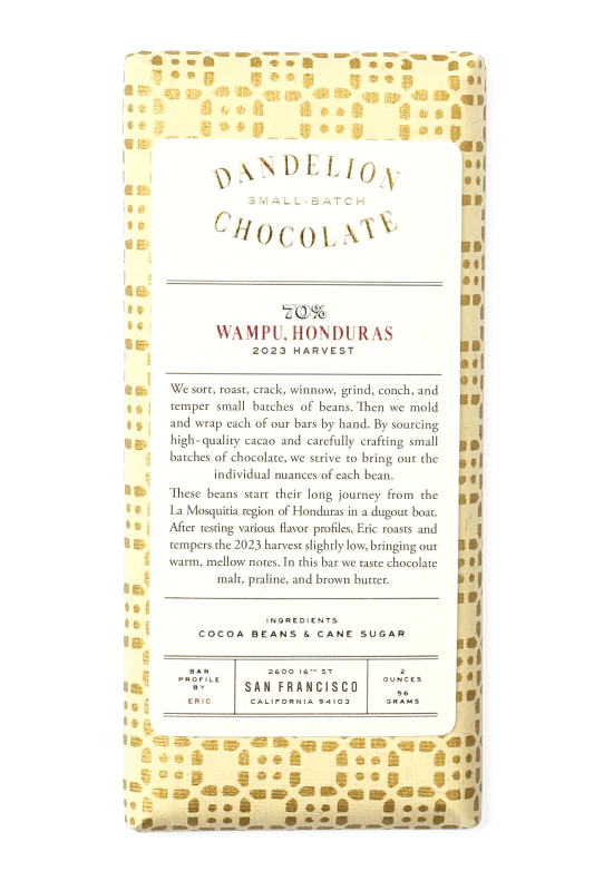 Wampu, Honduras 70% 2023 Harvest Single-Origin Chocolate Bar