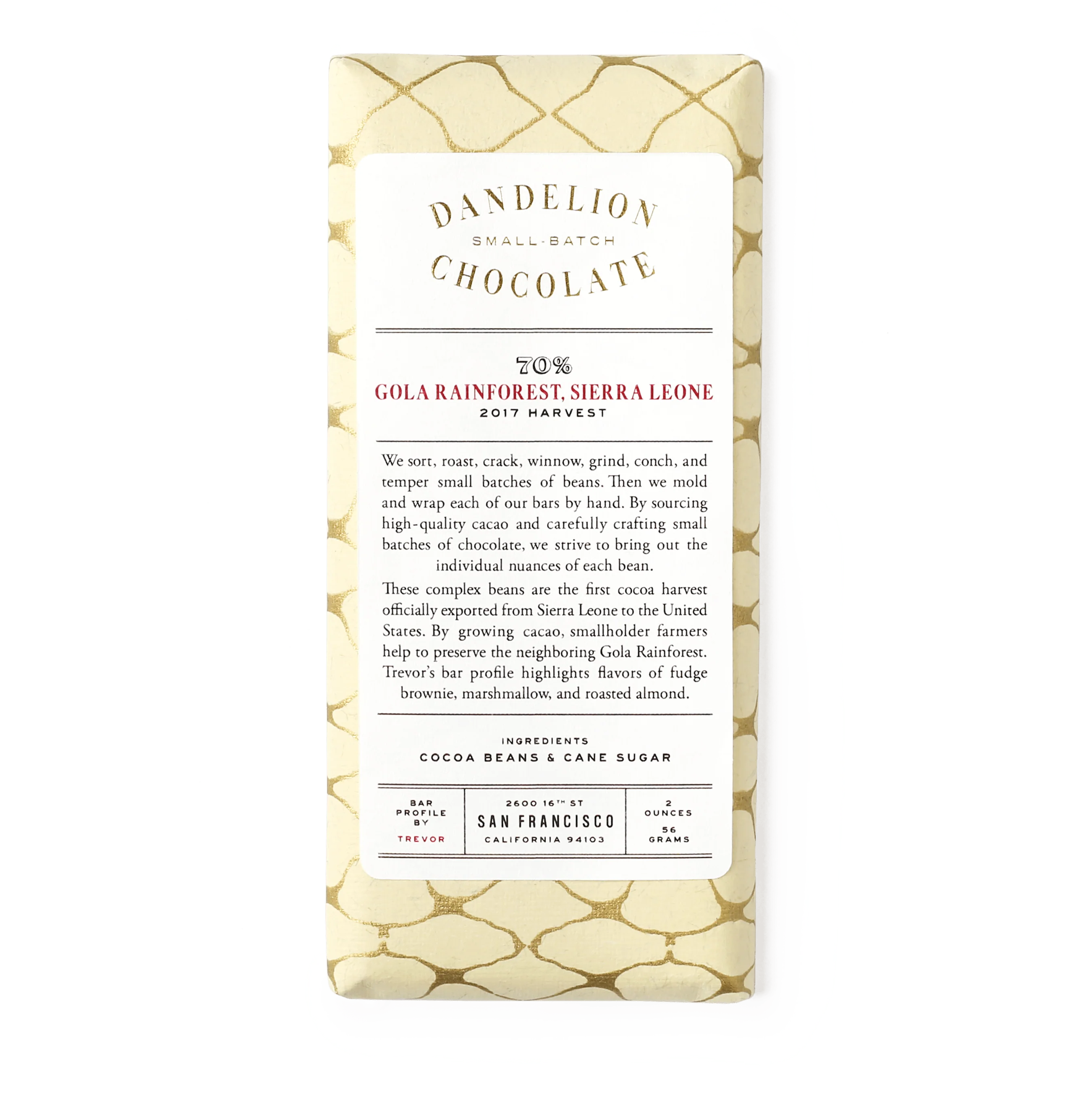 Gola Rainforest, Sierra Leone 70% 2017 Harvest Single-Origin Chocolate Bar