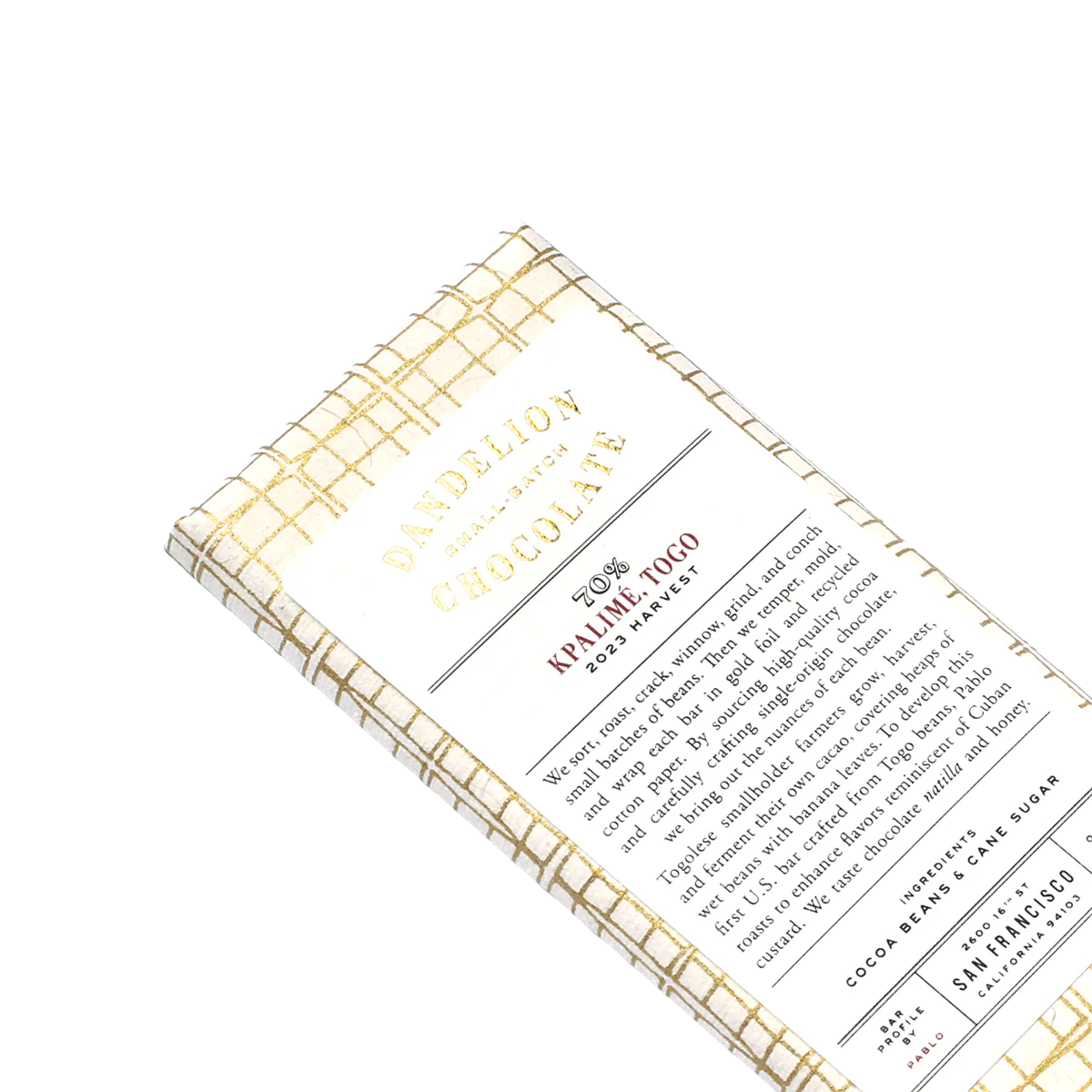 Kpalimé, Togo 70% 2023 Harvest Single-Origin Chocolate Bar