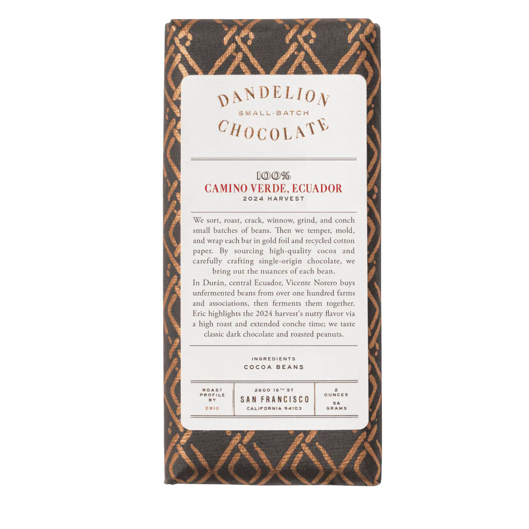 100% Camino Verde, Ecuador, 2024 Harvest, Batch 1 Single-Origin Chocolate Bar