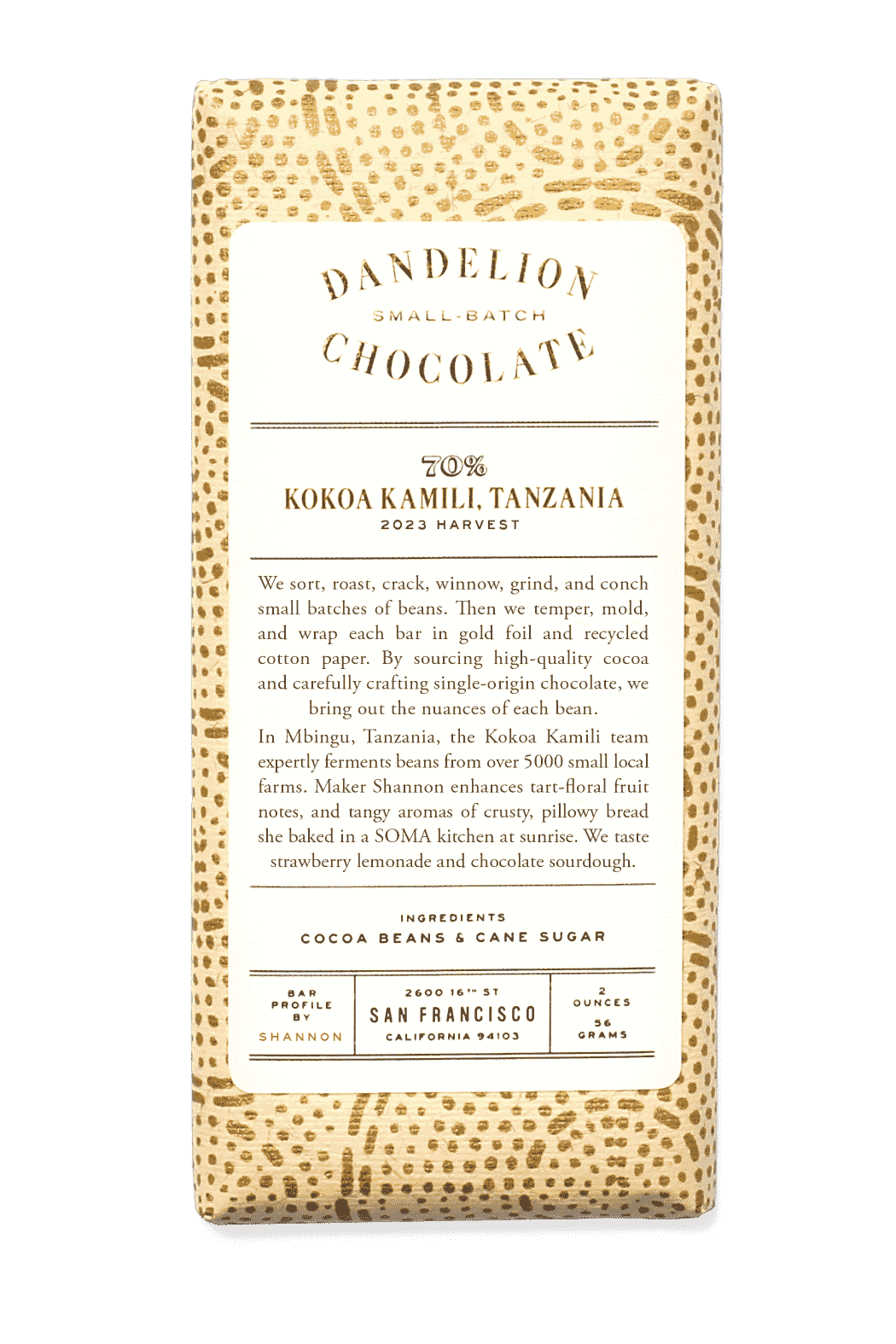 Kokoa Kamili, Tanzania 70% 2023 Harvest Single-Origin Chocolate Bar