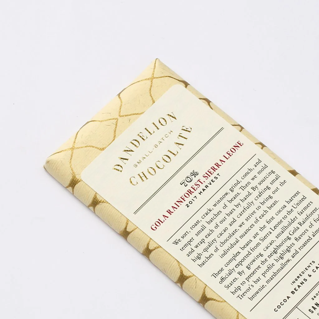 Gola Rainforest, Sierra Leone 70% 2017 Harvest Single-Origin Chocolate Bar