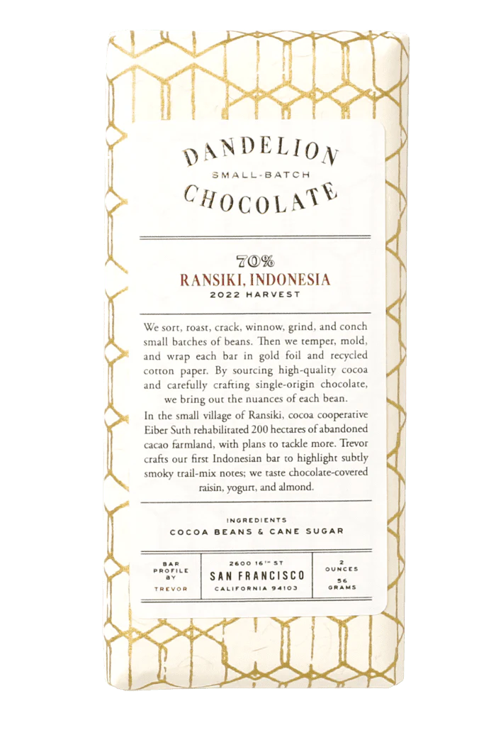 Ransiki, Indonesia 70% 2022 Harvest Single-Origin Chocolate Bar