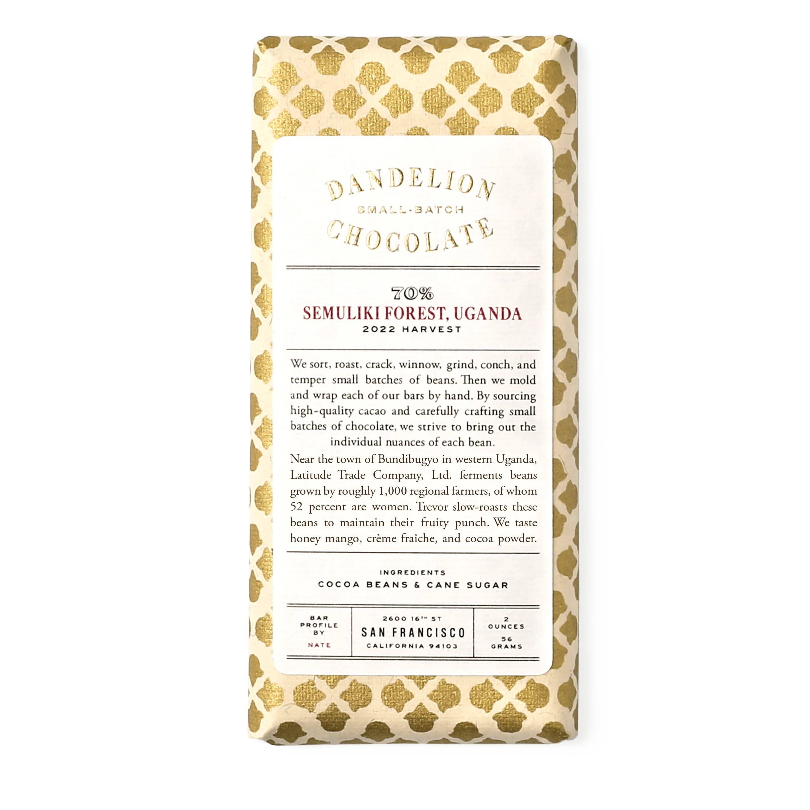 Semuliki Forest, Uganda 70% 2022 Harvest Single-Origin Chocolate Bar