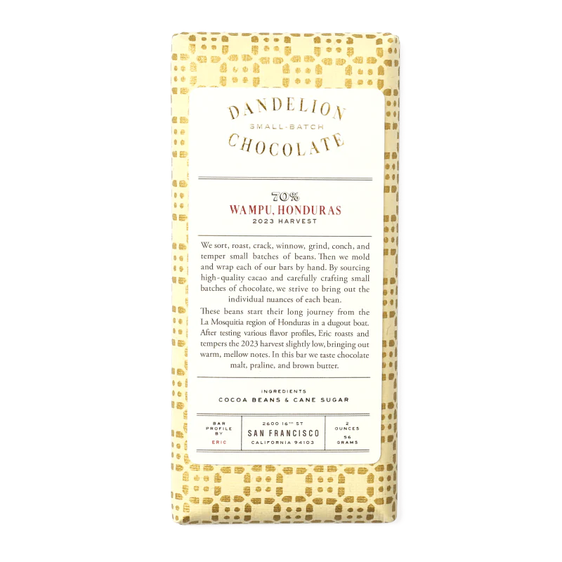 Wampu, Honduras 70% 2023 Harvest Single-Origin Chocolate Bar