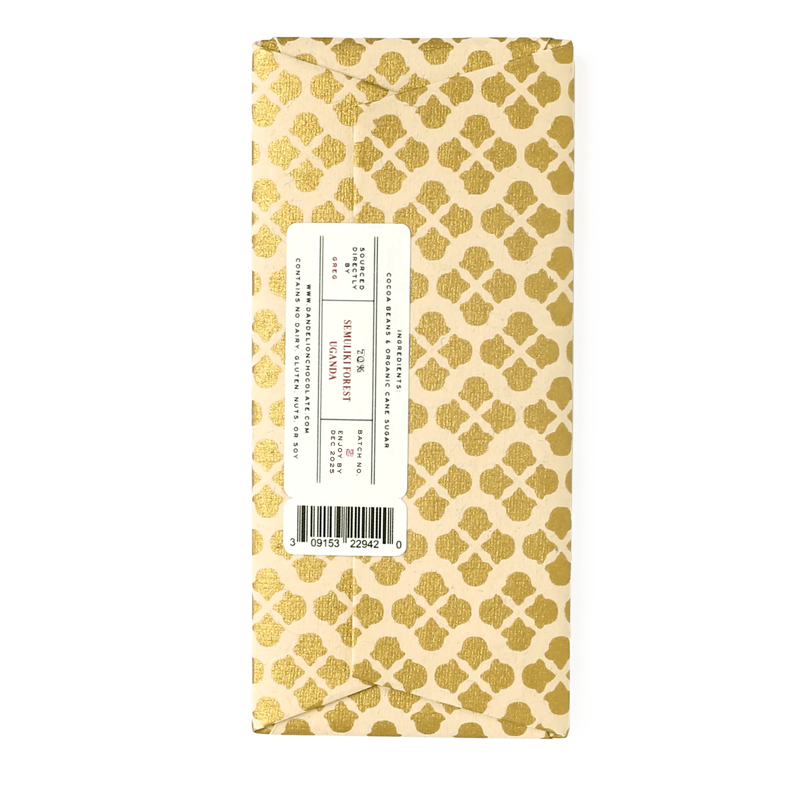 Semuliki Forest, Uganda 70% 2022 Harvest Single-Origin Chocolate Bar