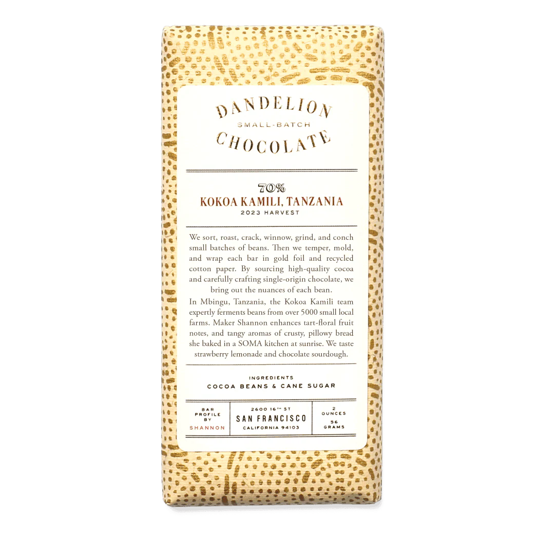 Kokoa Kamili, Tanzania 70% 2023 Harvest Single-Origin Chocolate Bar