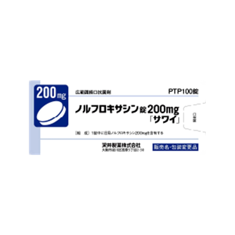 Norfloxacin诺氟沙星片100mg 200mg「沢井」抗菌消炎 各类感染表面性皮肤感染症、深层性皮肤感染症、慢性脓皮症、咽头炎、喉头炎、扁桃炎、急性支气管炎、膀胱炎、肾炎、前立腺炎(急、症、慢性)、尿道炎、胆嚢炎、胆管炎、感染性肠炎、肠炎，中耳炎、副鼻腔炎等