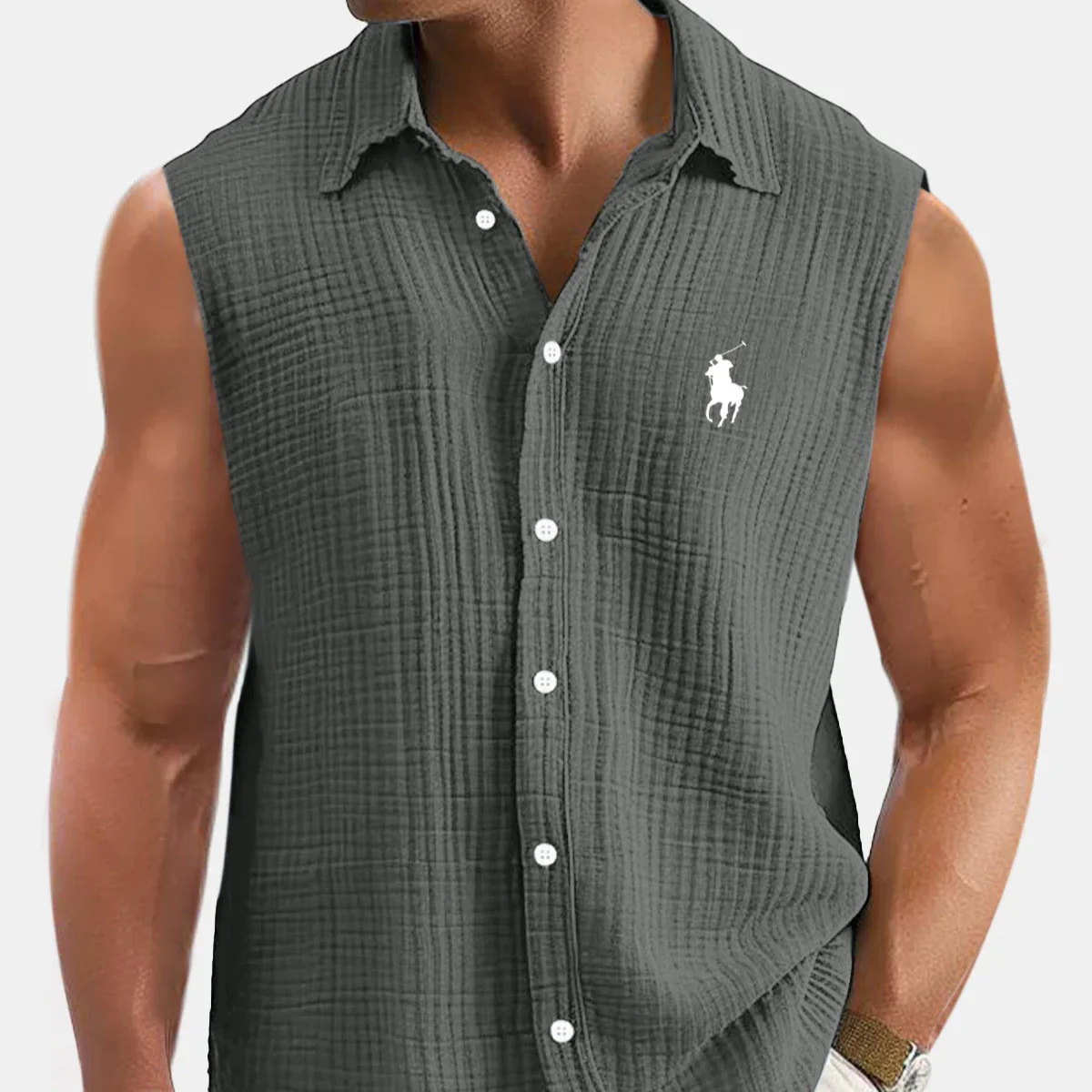 Men's Casual Loose And Comfortable Textured Sleeveless Shirt
