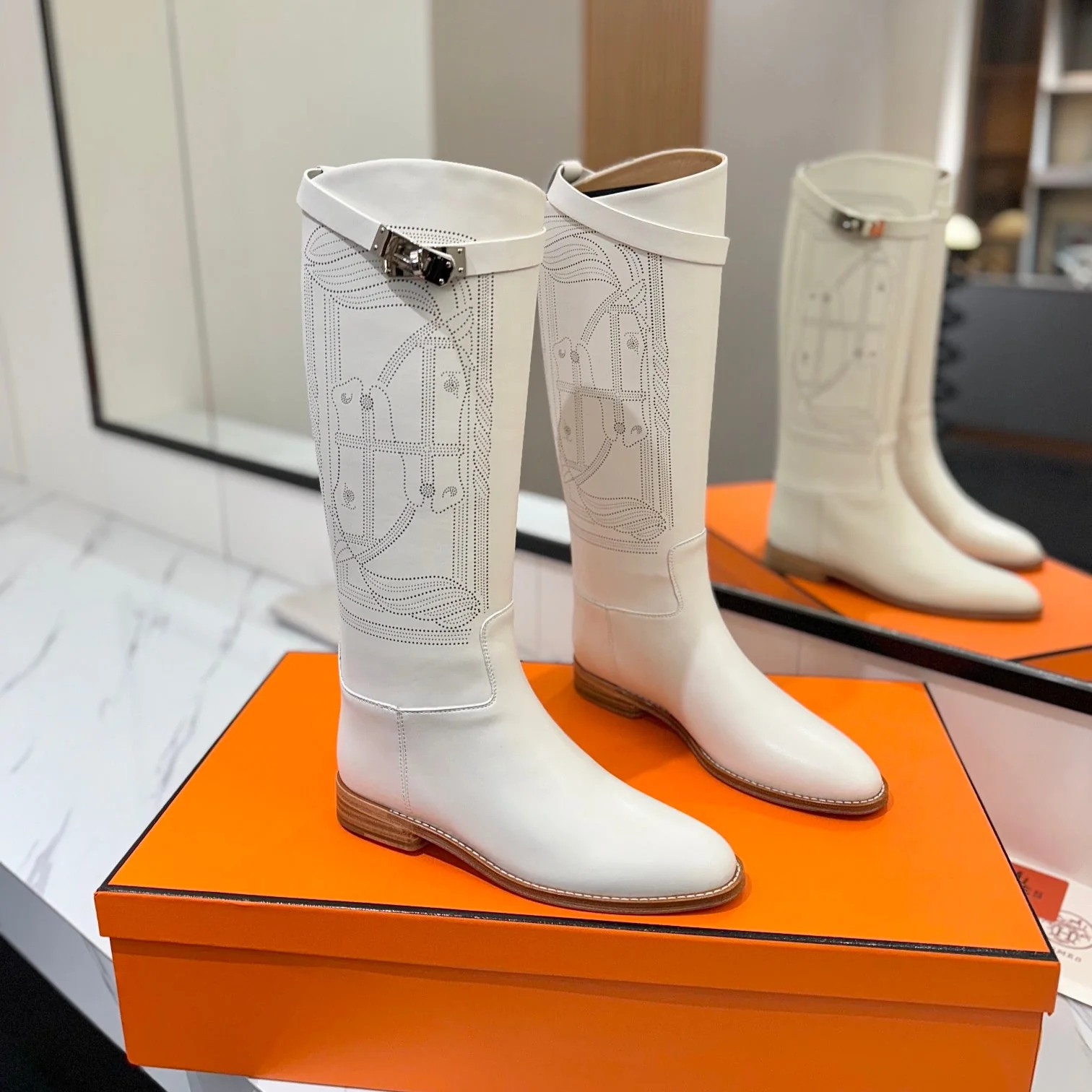 Herme* high-end hot girl kelly jumping knight boots top quality craftsmanship VIP 1:1