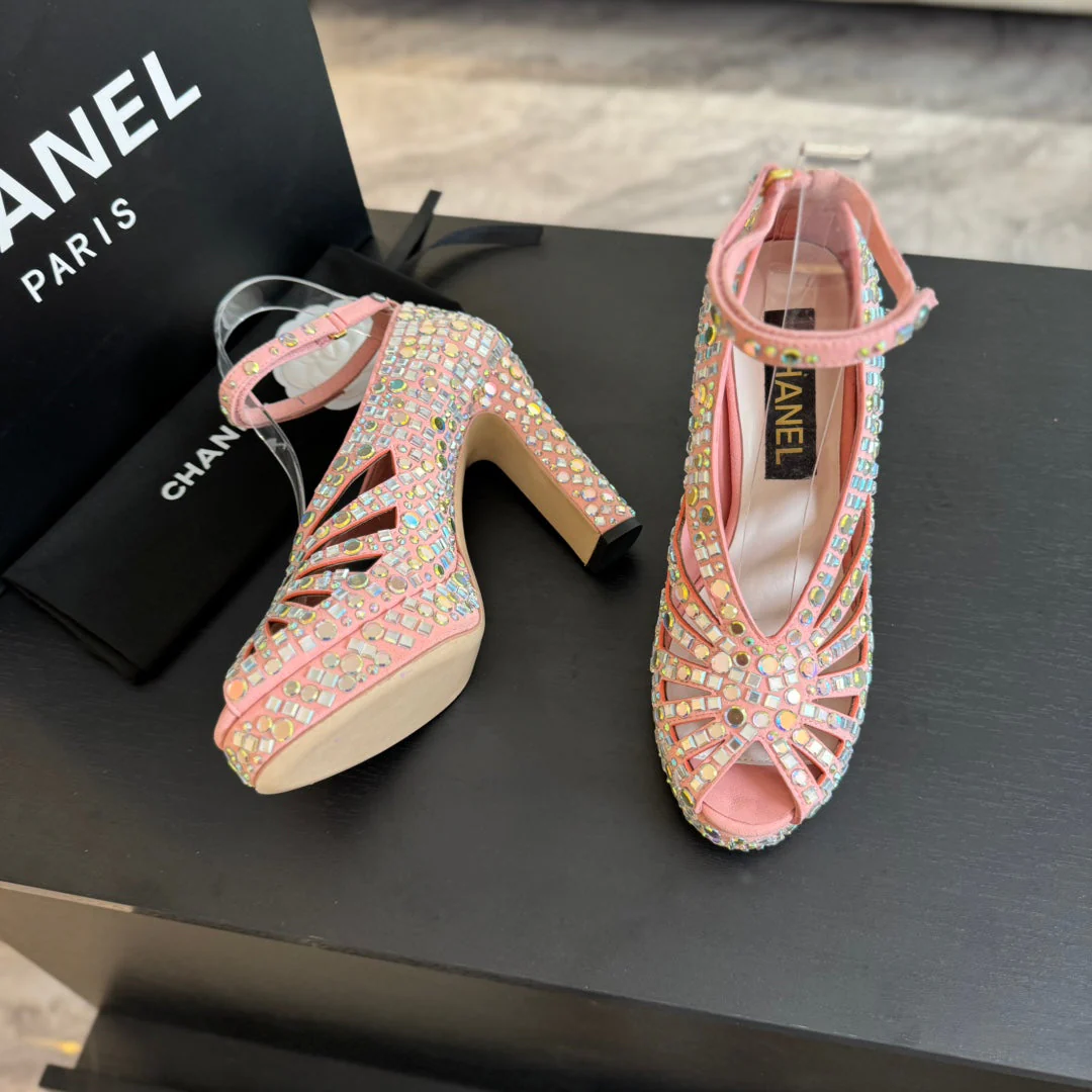 Ch*** new rhinestone super high heel sandals VIP1:1