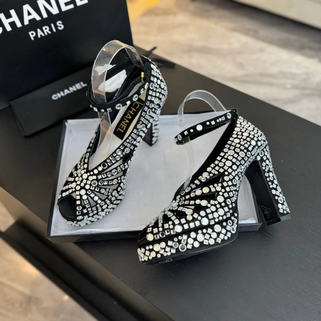 Ch*** new rhinestone super high heel sandals VIP1:1
