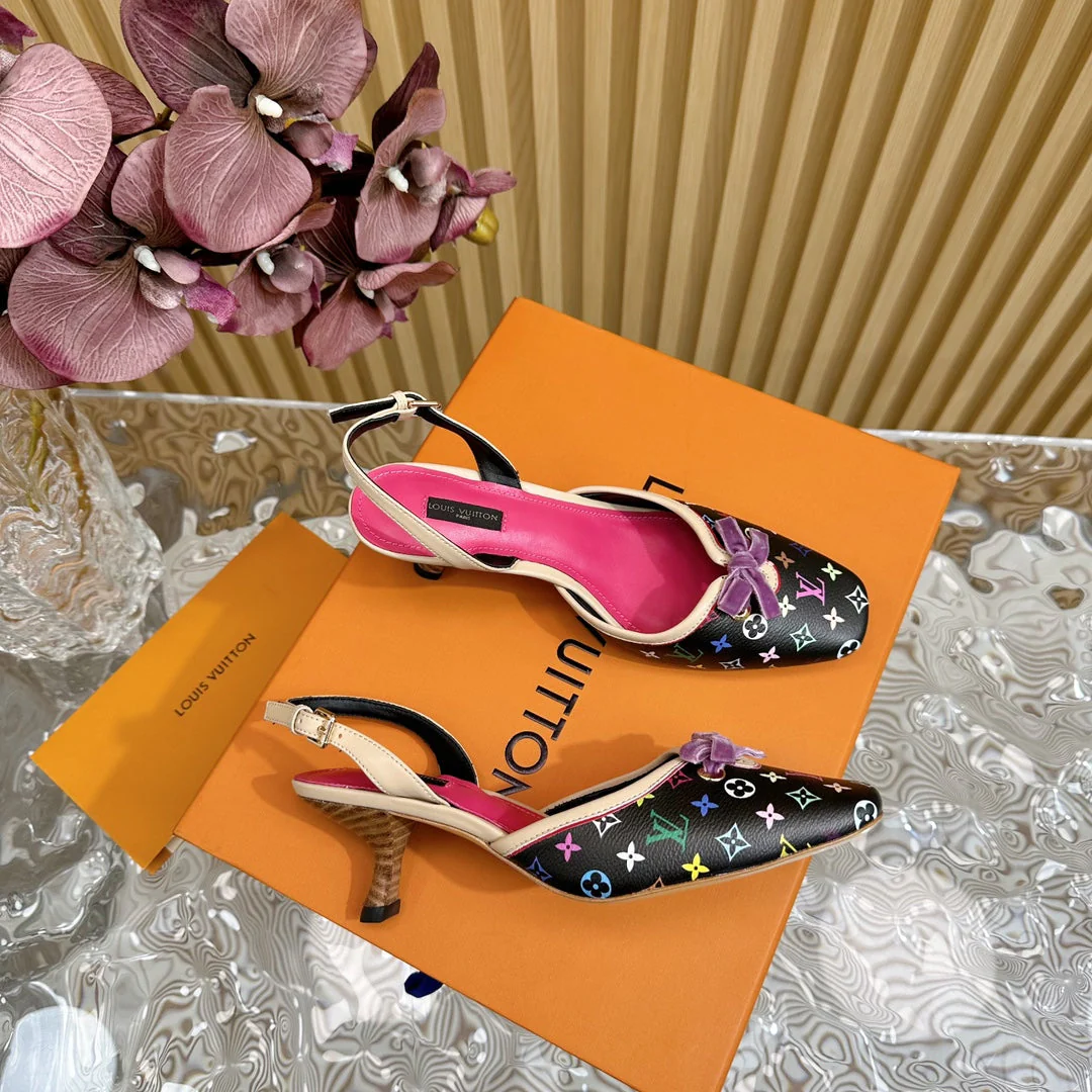Retro literary velvet bow馃巰cat heel sandals L*** VIP 1:1