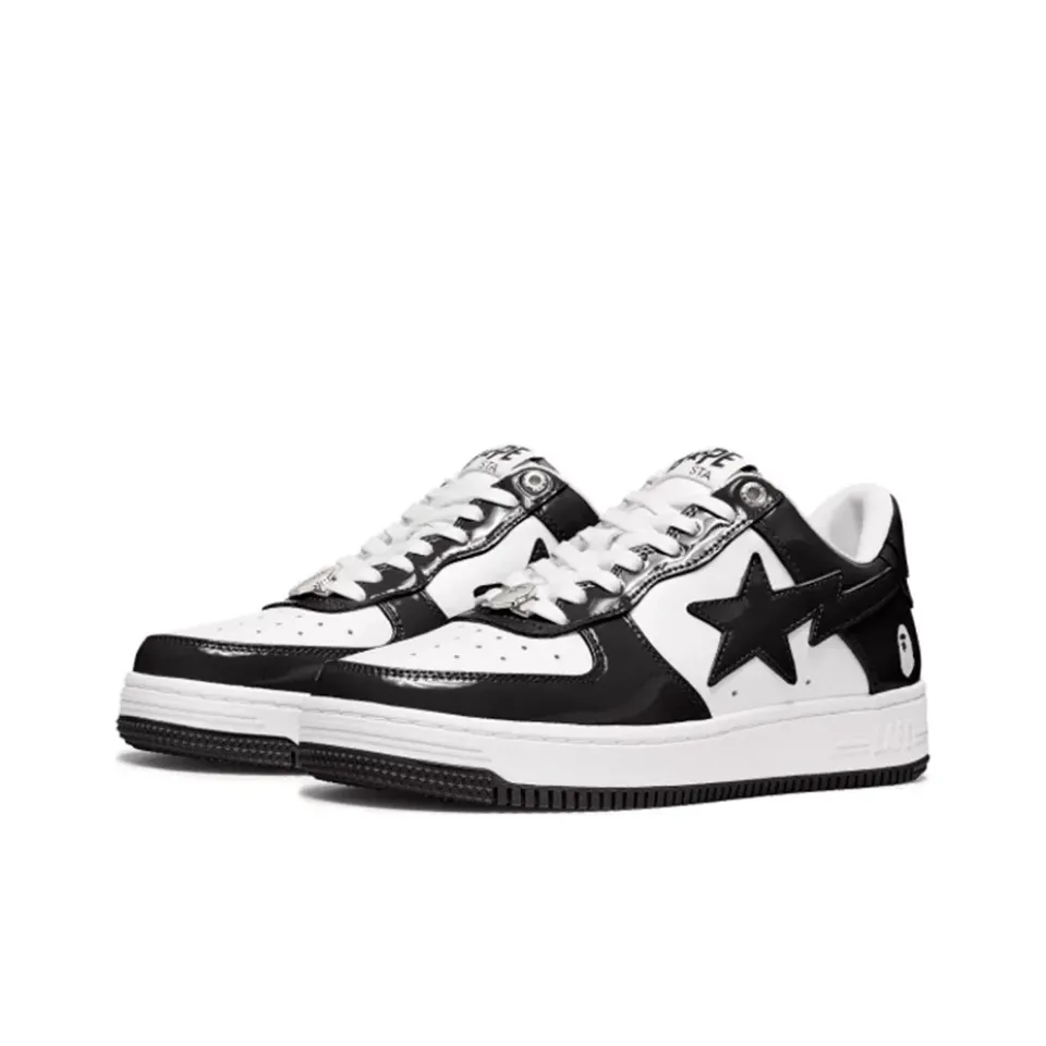 Bape Sta Patent Leather Black White - NeoLux